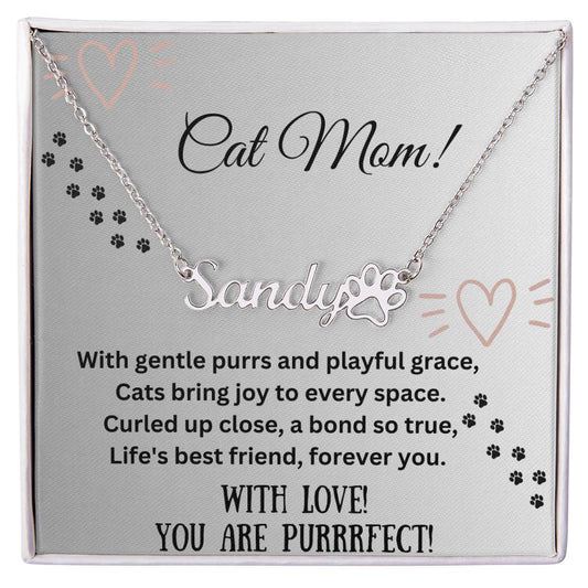 Cat Mom Name Necklace